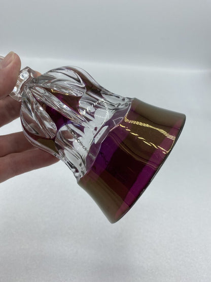 Antique Crystal Iridescent Ruby Red Cut to Clear 8” Dinner Bell /r