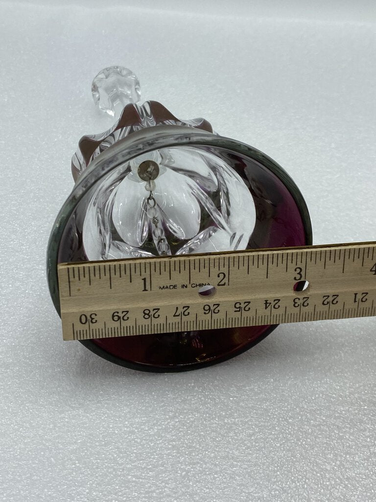 Antique Crystal Iridescent Ruby Red Cut to Clear 8” Dinner Bell /r
