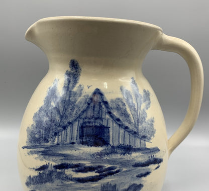 Paul Storie Pottery Large Pitcher with Barn Scene /hg