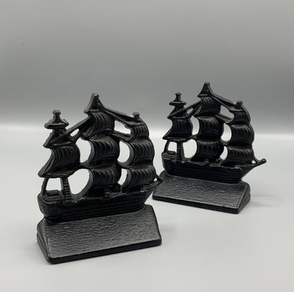 Vintage Cast Iron Galleon Ship Bookends /hg