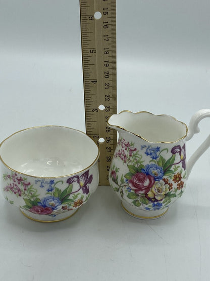 Royal Albert Bone China England Open Sugar Bowl & Creamer Multi-colored /r