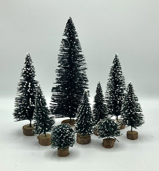 Lot of 9 LEMAX Christmas Village Evergreen Trees /b