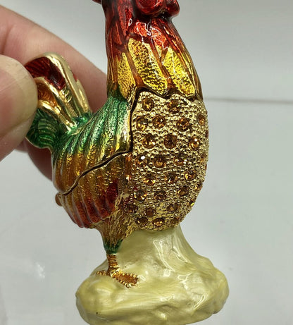 Collectible RUCINNI Hinged Rooster Trinket Box /b