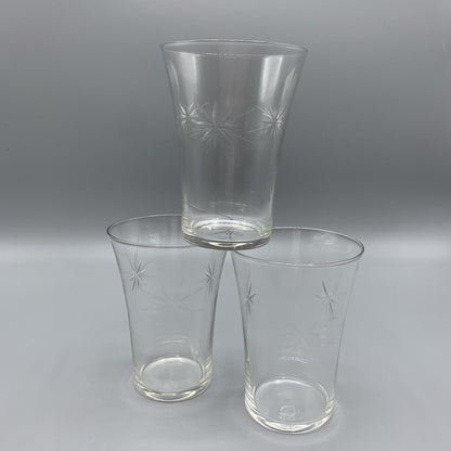 Vintage Fostoria “Sunburst” 8oz. Flat Tumbler Set/3 /hg