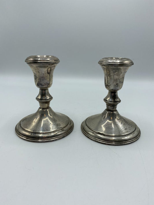 AMC Sterling Silver Weighted Candlestick Candle Holders 534 grams /r