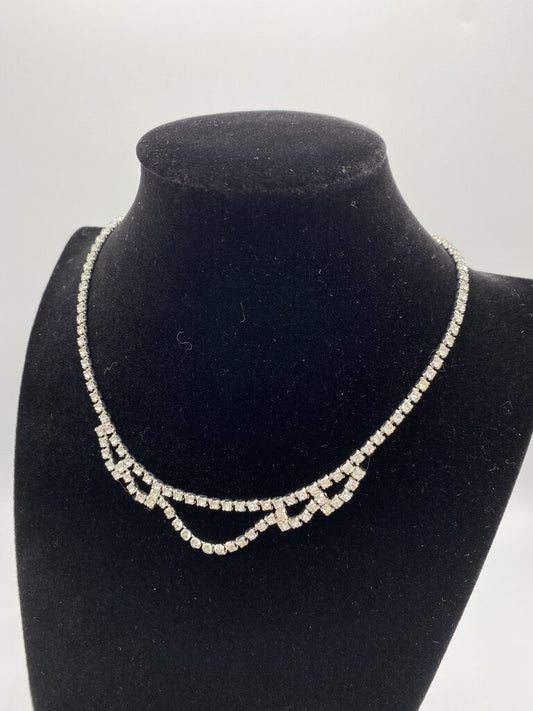 Vintage Rhinestone Choker Necklace w/extender /r