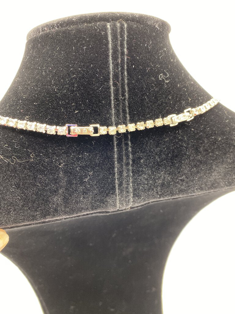 Vintage Rhinestone Choker Necklace w/extender /r