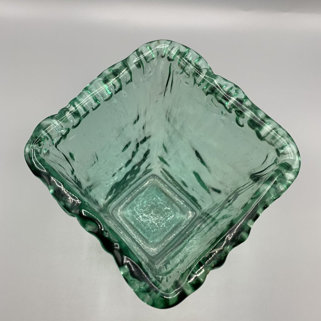 Vintage Aqua Green Rustic Glass Vase /hg