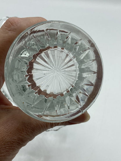 EAPG Clear Glass Basket Wheel Turned Flowers w/ Applied Handle /r