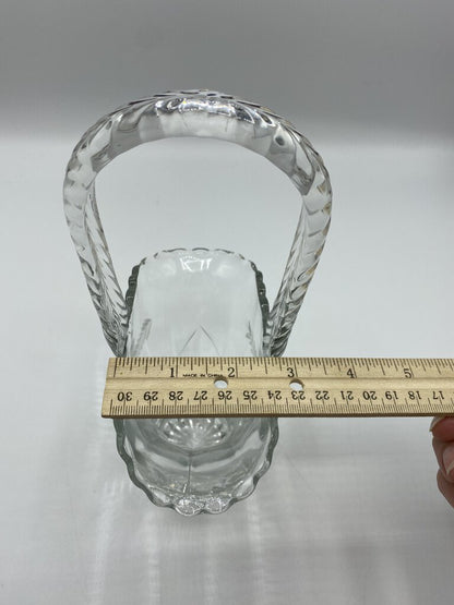 EAPG Clear Glass Basket Wheel Turned Flowers w/ Applied Handle /r