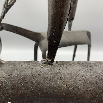 Mid-Century Brutalist Cast Iron Gazelle Candleholders Set/2