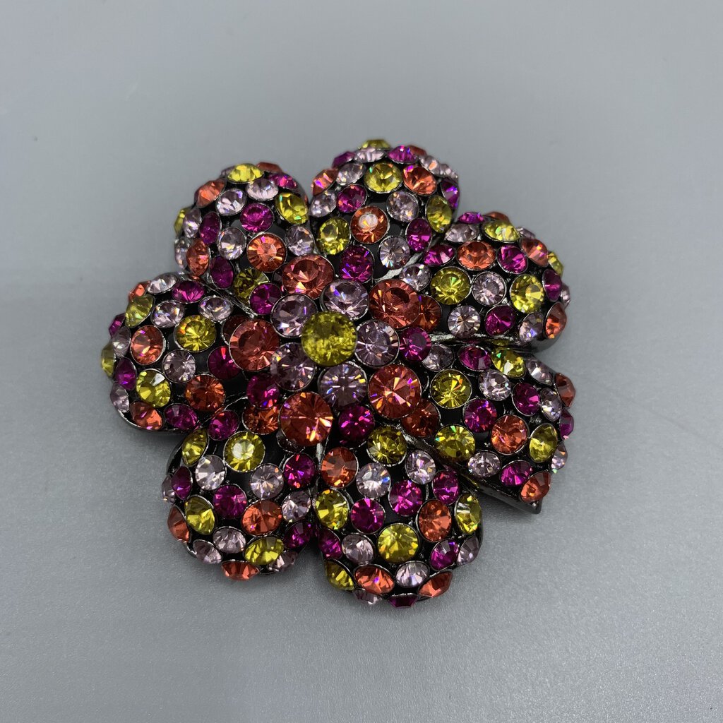 Vintage Joan Rivers Multi-colored Rhinestone Brooch /hg