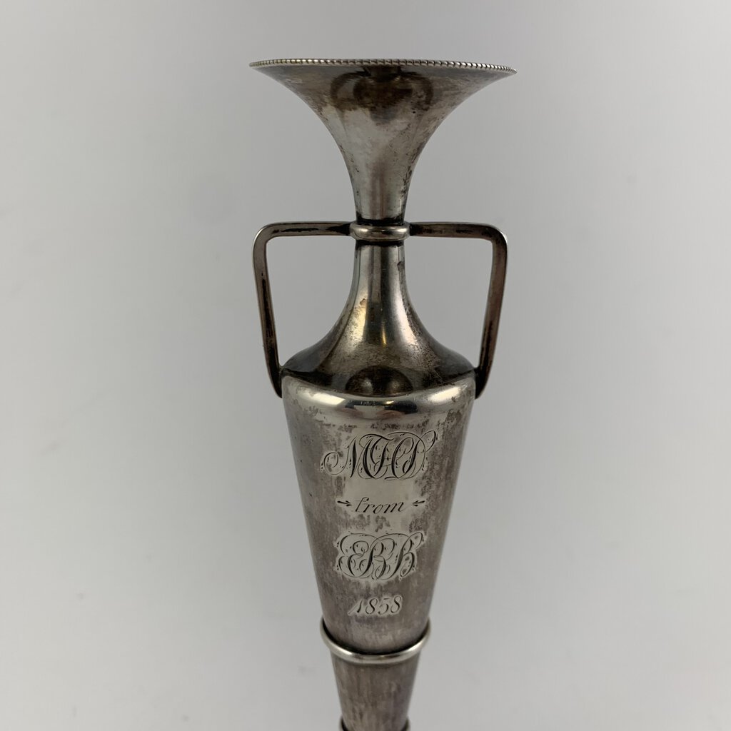 Antique Silver Urn or Trophy-Style Engraved Bud Vase /hg