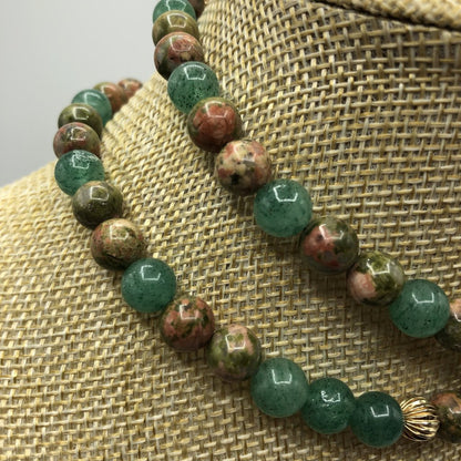 Green Aventurine & Unakite Jasper Necklace /b