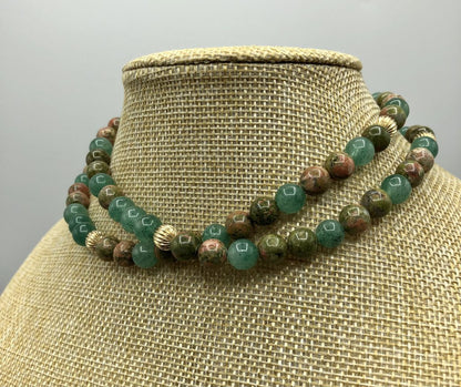 Green Aventurine & Unakite Jasper Necklace /b