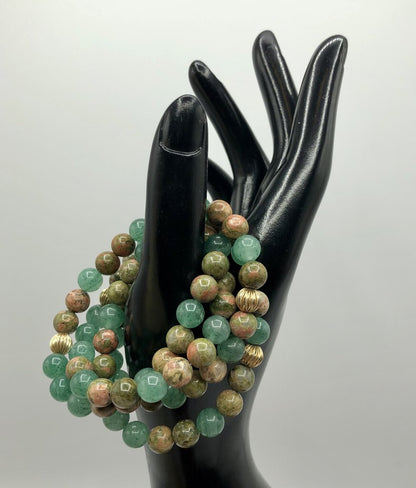 Green Aventurine & Unakite Jasper Necklace /b