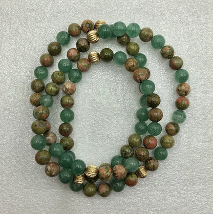 Green Aventurine & Unakite Jasper Necklace /b