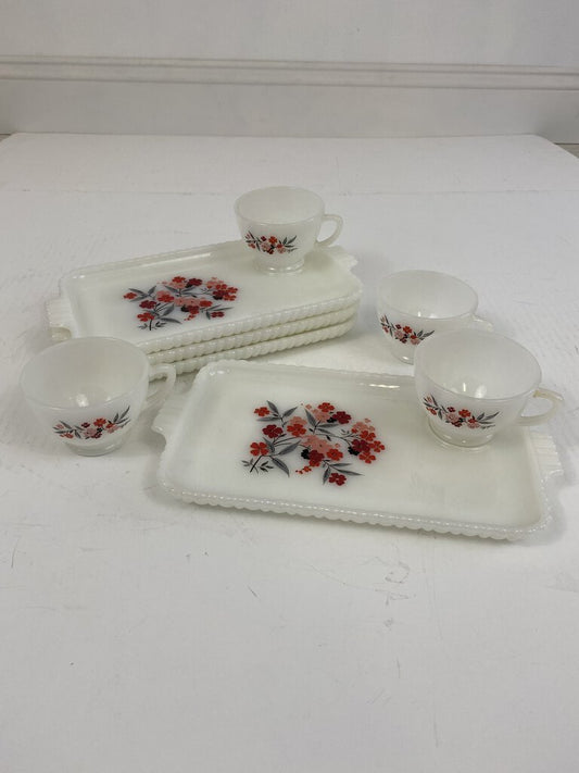 Fire King Primrose Snack Plates & Cups Set of 4 /r