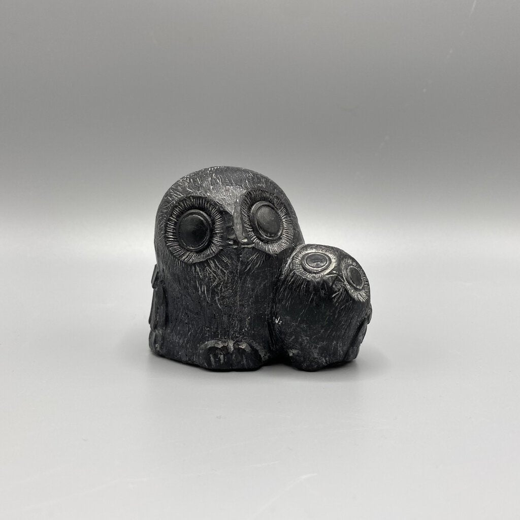 Pair of Owls Soapstone Sculpture - Tom Wolf Original /bh