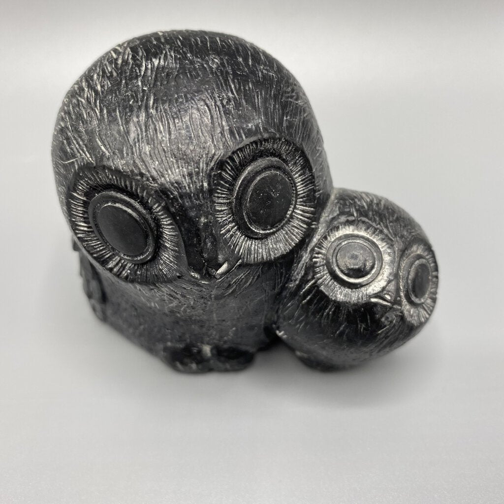 Pair of Owls Soapstone Sculpture - Tom Wolf Original /bh