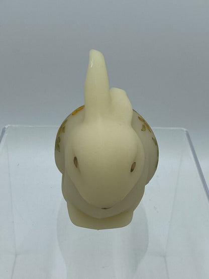 Fenton Bunny Rabbit Satin Yellow Glass Hand Painted Figurine /ro