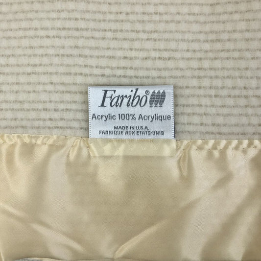 Vintage Faribo 100% Acrylic Satin Edge Ivory Blanket /b