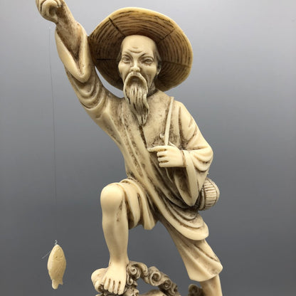 Faux Bone Japanese Fisherman Figurine /b