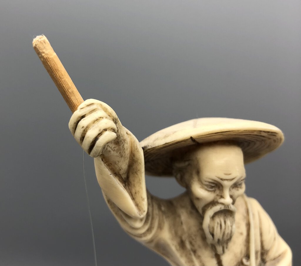 Faux Bone Japanese Fisherman Figurine /b