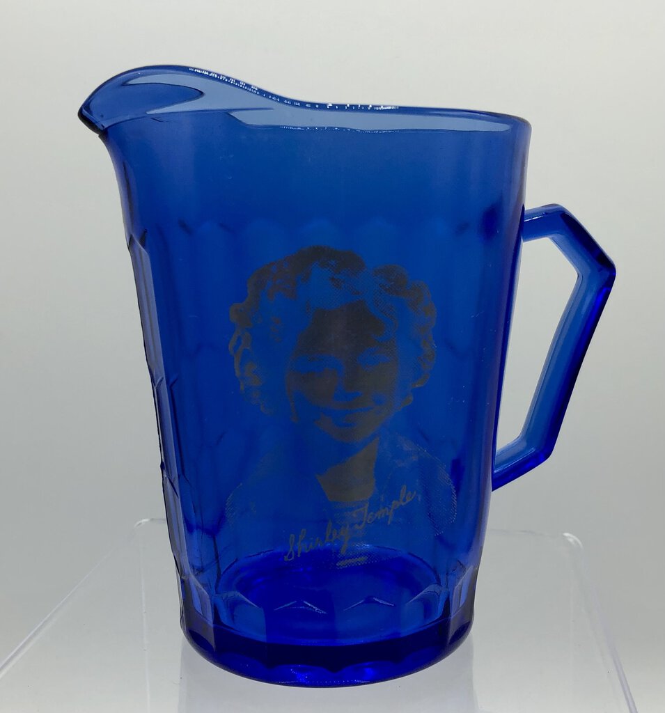 Hazel Atlas Cobalt Glass Shirley Temple Pitcher & Bowl /b