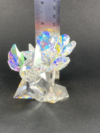 Iris Arc Iridescent Crystal Figurine Hummingbird on Flower /ro