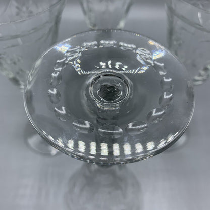 Vintage Newton Crystal Co.Cut Crystal Wine/Water Glasses Set/4 /hg