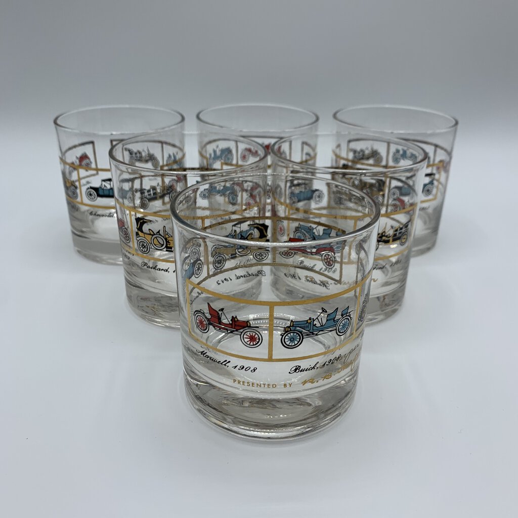 Antique Car Double Old Fashioneds By R.B. Harper Set/6 /hg