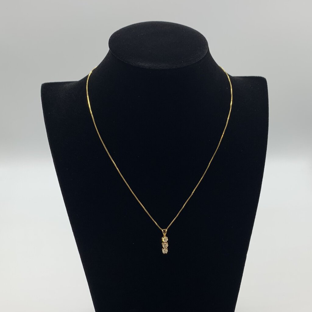 14K Gold Diamond Trio Necklace, 1 CTW /hg