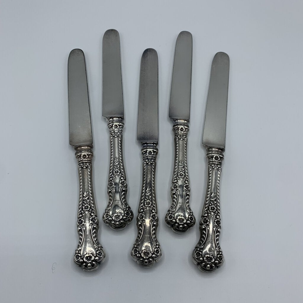 Antique Alvin “Cambridge” Sterling Silver Blunt Dinner Knives Set/5 /hg