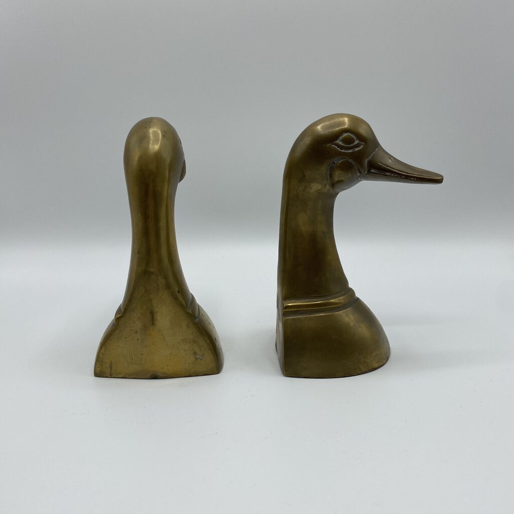 Beautiful Brass, Vintage Duck Head Bookends /bh