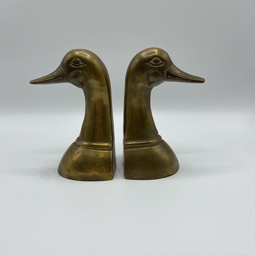 Beautiful Brass, Vintage Duck Head Bookends /bh