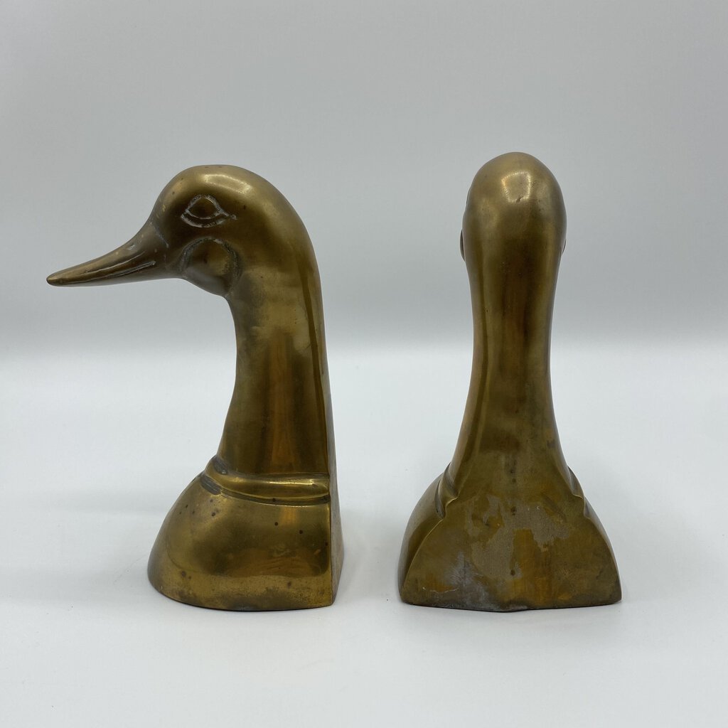 Beautiful Brass, Vintage Duck Head Bookends /bh