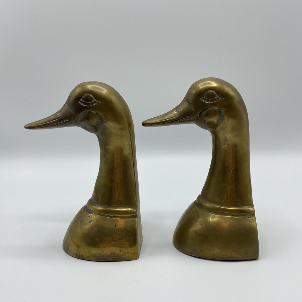 Beautiful Brass, Vintage Duck Head Bookends /bh