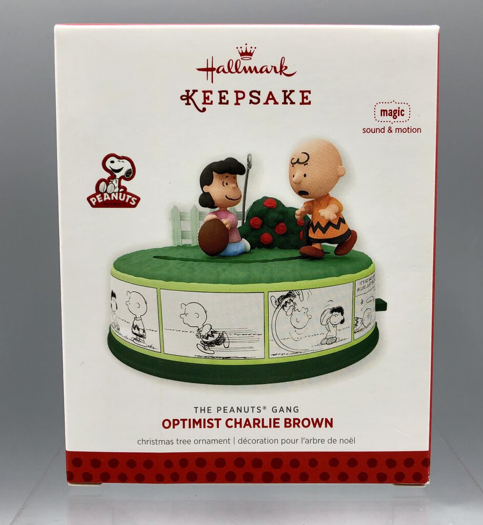 2013 Hallmark Keepsake OPTIMIST CHARLIE BROWN Magic Sound & Motion Ornament /b