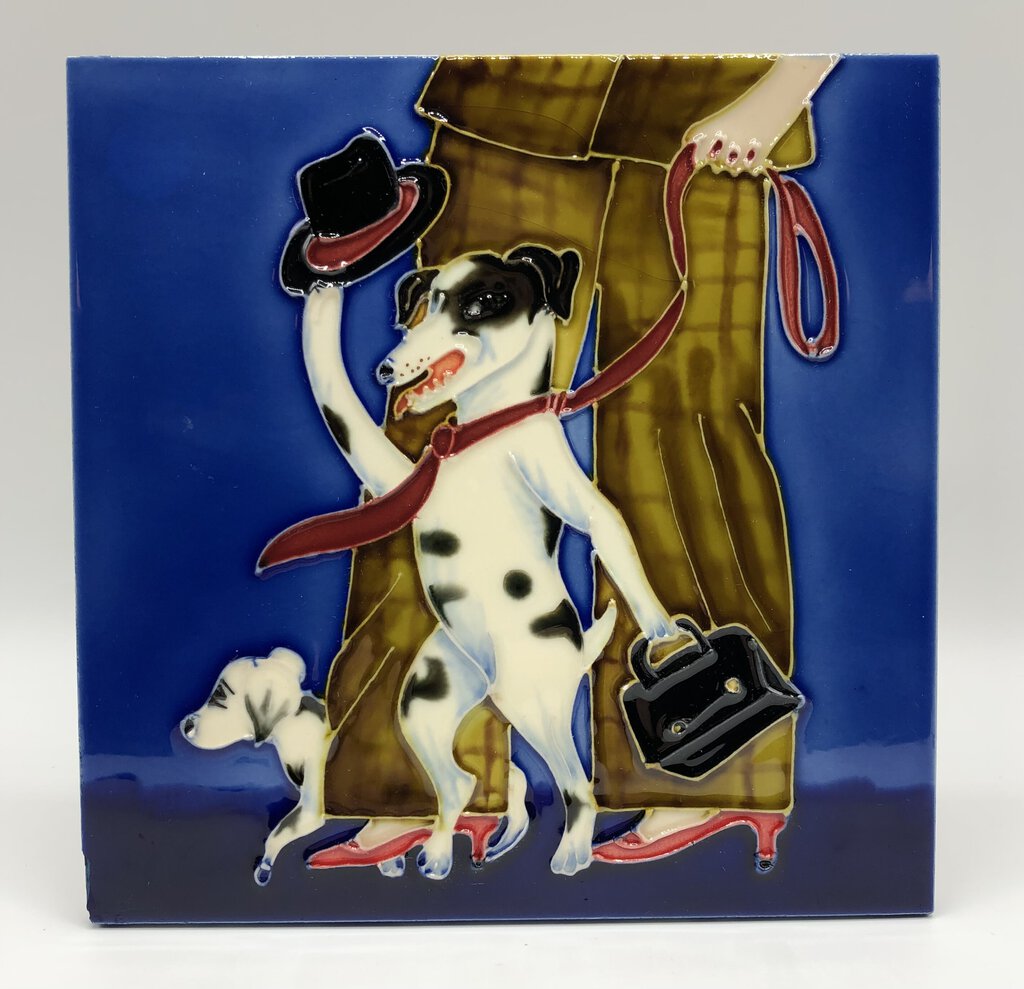 Whimsical Folk Art Artist Tile Dalmatian Vet Dr. /b