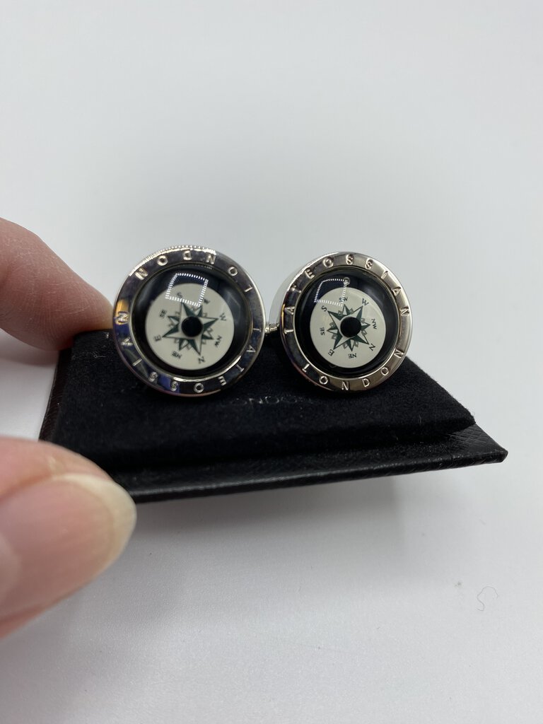 Tateossian Working Compass Silver Cufflinks London /ro