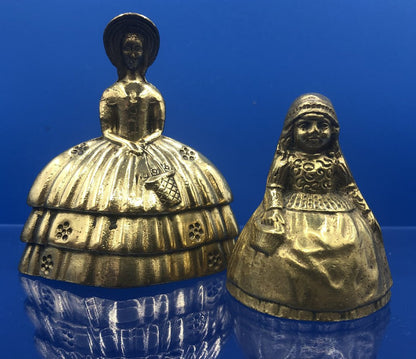 Vtg Pair of Figural Woman Brass Bells /b