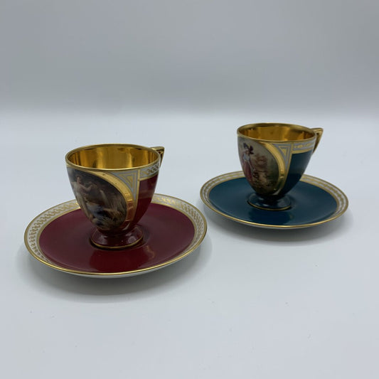 Vintage Austrian Viennese-Style Demitasse Cups Set/2 (HG)