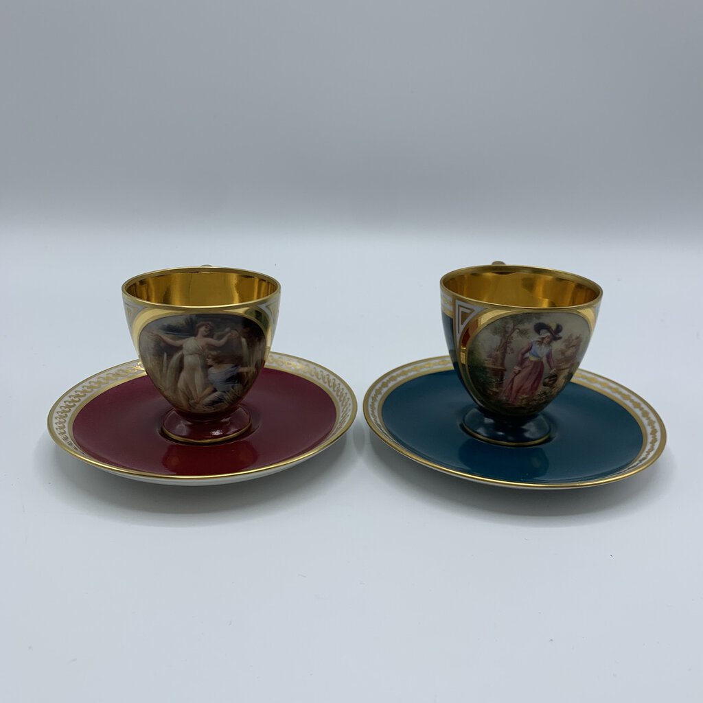Vintage Austrian Viennese-Style Demitasse Cups Set/2 (HG)