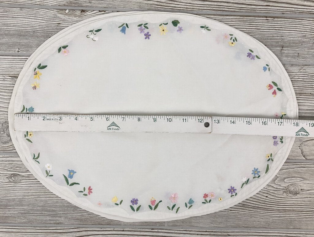 Set of 8 Vintage Floral Embroidered Placemats w/ Matching Napkins /b