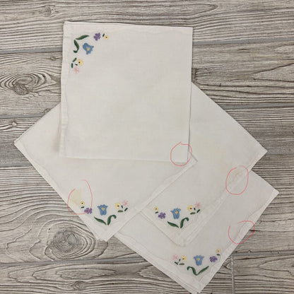 Set of 8 Vintage Floral Embroidered Placemats w/ Matching Napkins /b