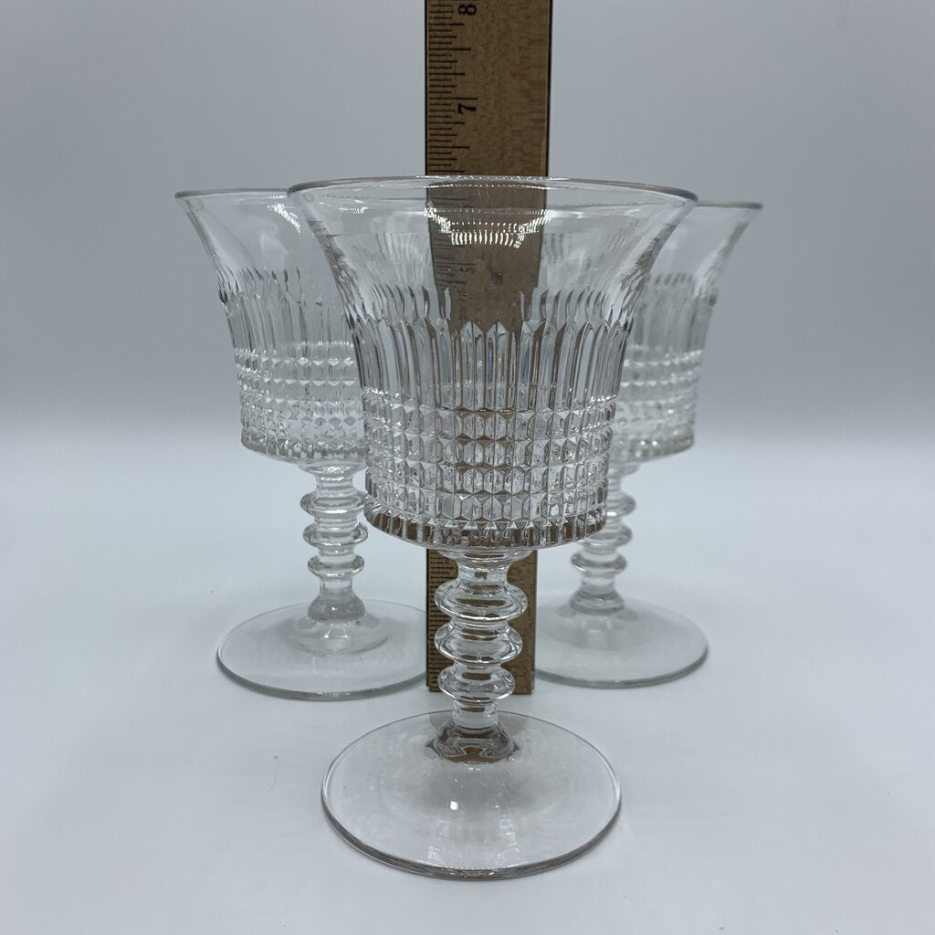 Vintage Fenton “Lincoln Inn Clear” Water/Wine Goblets Set/2 /hg