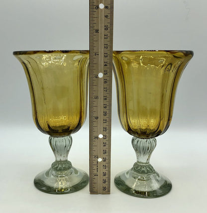 Set of 2 Mariposa Glitz Amber Water Goblets 7 1/8” /b