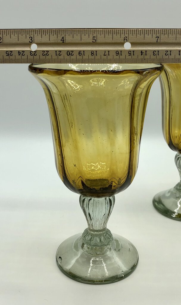 Set of 2 Mariposa Glitz Amber Water Goblets 7 1/8” /b