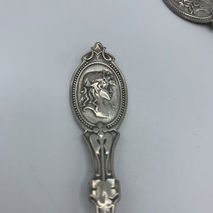 Antique Hotchkiss & Schreuder Medallion 6” Coin Silver Spoons Set/6, C.S. Ball /hg